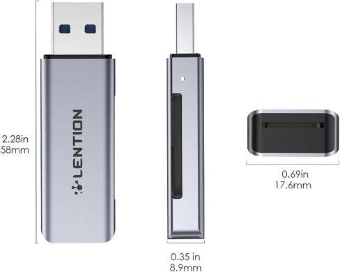 LENTION USB 3.0 Type A to SD/Micro SD Card Reader, SD 3.0 Card Adapter for SD/SDXC/SDHC, Micro SD/Micro SDXC/Micro SDHC Cards Compatible MacBook Pro/Air, Surface, More (CB-H7, Space Gray) in Saudi Arabia