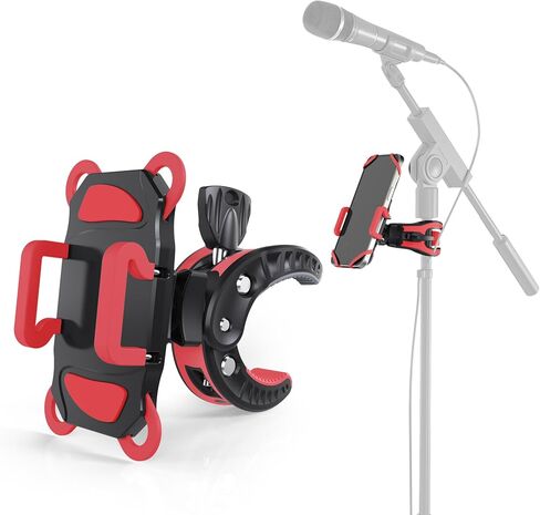 حامل الهاتف Crescendo CR-30 SlimClip Mic Stand، حامل iPhone Clamp، حامل الهاتف القطبي، الميكروفون، حامل الموسيقى أو الطبل، مشبك الميكروفون/الهاتف - لهاتف iPhone، Samsung Galaxy، Pixel، أي هاتف ذكي (أزرق) in Kuwait