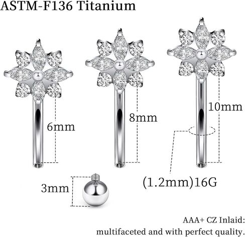 16G Astm F136 Titanium Eyebrow Piercing Jewelry Curved Barbell Eyebrow Ring Vertical Labret Lip Jewelry Daith Rook Earrings Navel Small Belly Button Ring Piercing Jewelry for Women Men CZ in Saudi Arabia