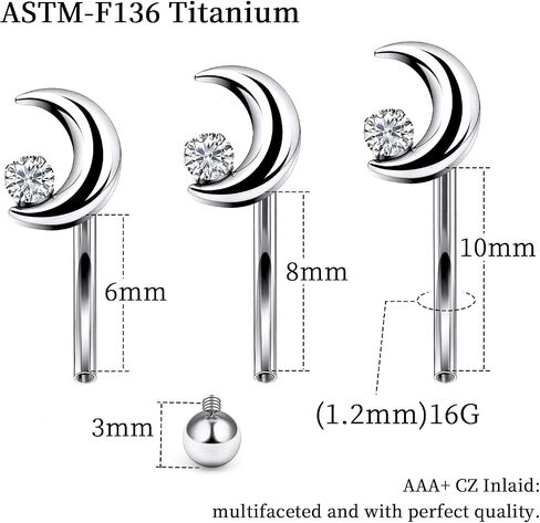 16G Astm F136 Titanium Eyebrow Piercing Jewelry Curved Barbell Eyebrow Ring Vertical Labret Lip Jewelry Daith Rook Earrings Navel Small Belly Button Ring Piercing Jewelry for Women Men CZ in Saudi Arabia
