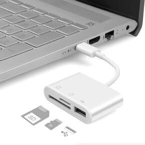 USB C to SD Card Reader, SD Card Adapter with SD MicroSD USB 3 Ports, USBC Memory Card Reader for iPhone 15 Pro Max, iPad Pro/Air/Mini, Mac, MacBook Pro/Air, and More USB-C/Type C Device
