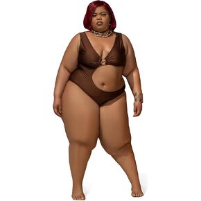 Plus Size Cut Out Swimsuit 3 Tone Sexy Monokini Bathing Suit 1X XL 2X XXL 3X XXXL