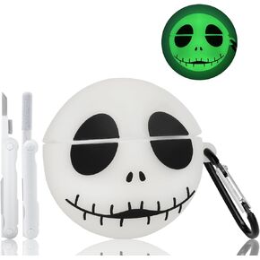 [Glow in The Dark] for AirPods Pro Case (2nd/1st Generation) with Cleaner Kit, Soft Silicone Shell Protective Compatible with AirPods Pro/Pro 2 Case Funny Anime Skull Case for AirPod Pro/Pro 2nd