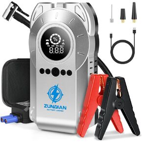 6000A Upgraded Jump Starter with Air Compressor, 150PSI Tire Inflator Battery Pack (10.0L Gas/8.0L Diesel), 12V Battery Charger Booster Box with Quick Charge