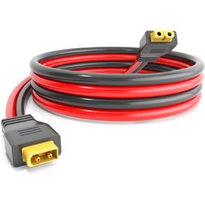 XT60 Male to XT60 Female Extension Cable. The 2FT 10AWG Extension Cable is Suitable for Solar Panels, RC Batteries, FPV Drones, and Solar Portable Power Stations. (0.6M/2FT)