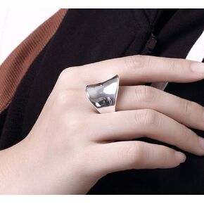 Cutesmile Fashion Jewelry 925 Sterling Silver Cool Plain 22MM Wide Front Design Band Ring (6)