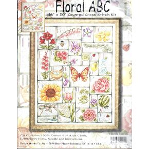 Design Works Crafts Floral ABC Counted Cross Stitch Kit, White, by The Yard