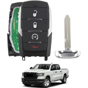 433.92 Mhz Keyless Entry Smart Remote Key Fob Replacement Compatible with 2019 2020 2021 2022 Ram 1500 FCC ID: OHT-4882056 4 Button Ask Car Keyfob Replaces# 68442907 68291689