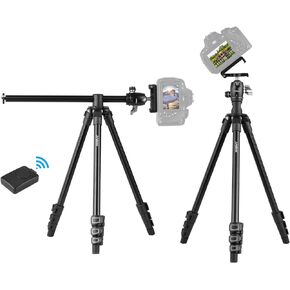 Andoer Camera Tripod Horizontal Mount Professional Travel Tripod with 360 Degree Panorama Ball Head Phone Holder Remote Control for DSLR Cameras Smartphones Compatible with Canon Nikon Sony