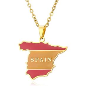 PEAS Fashion Jewelry Necklace Stainless Steel Spain Map Pendant Necklace