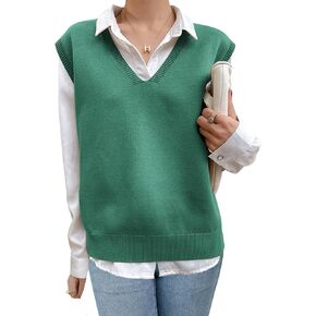 Women's Sweater Vest Casual V Neck Sleeveless Oversized Ribbed Knit Pullover Tank Tops 2024