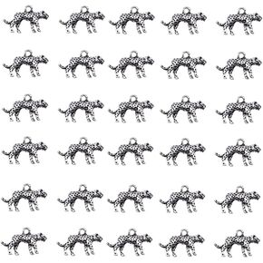 30PCS Leopard Charms Alloy 3D Cheetah Animal Charms Pendants Imitation Big Cat Animals Accessories for Bracelet Necklace Earrings Jewelry Making Supplies