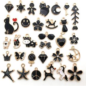 Chenkou Craft Wholesale Lots Mix Alloy Resin Rhinestone Flowers Pendants Charms Beads Bracelet Necklace Jewelry Findings-Halloween Christmas Mother's Day Valentine's Day + 1pc Celar Box