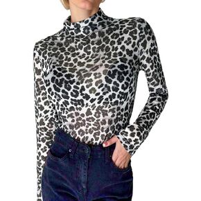 ADOME Mesh Top Mesh Shirt Sheer Long Sleeve Tops for Women