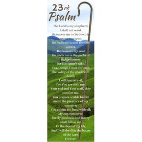 Religious Bookmarks: Shepherd's Staff - 23rd Psalm for Teens, Men, or Women - Encouraging Christian Tokens - Standard 6" x 2" Design - Bible Passages Included - Set of 100 in Bulk Package - NKJV