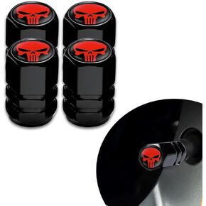 4 PCS Tire Valve Stem Caps, Skull Car Tire Decoration, Car Universal Accessories, for Most Cars (Blue)