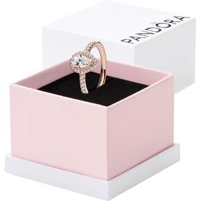 Pandora Sparkling Pear Halo Ring, V-Shaped, With Gift Box