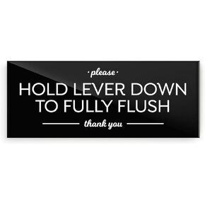 Reilly Originals 2x5 Inch Hold Lever Down To Fully Flush Sign ~ Ready to Stick ~ Premium, Durable
