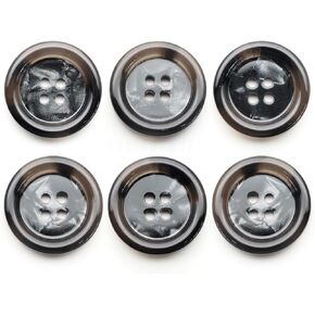 CRAFTMEMORE Tortoiseshell Resin Buttons 4 Holes Button for Garment Sewing Men's Suit DIY Crafts TG47 (23mm White, 12pcs)