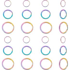 UNICRAFTALE 24Pcs 3 Sizes 304 Stainless Steel Split Key Rings Round Keychain Clasp Findings Rainbow Color Keychain Rings DIY Accessories for keyrings Buckle, Bags, Purses