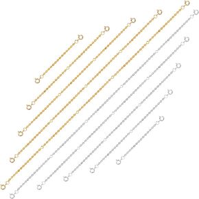 10pcs Necklace Extender Chains, 5 Sizes Double Spring Buckle Necklace Extenders Stainless Steel Extender Chains Set for Necklace Bracelet Anklet (Gold, Silver)