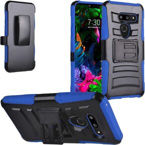 متوافق مع هاتف LG G8 ThinQ - حافظة هاتف Hybrid Armor مع حامل/مشبك حزام - CV1 أحمر