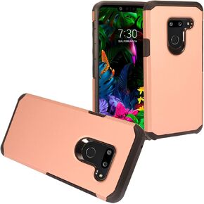 Compatible with LG G8 ThinQ - Rubberized Hybrid Phone Case - AH2 Red