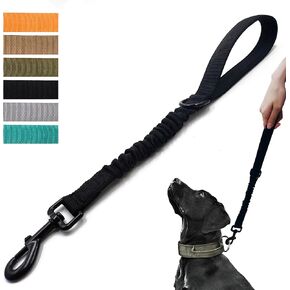 Short Dog Leash 18 Inch, 1 Inch Wide Heavy Duty Traffic Leash for Dogs with Padded Handle, Short Leash for Dog Training Control, bungee Leashes for Medium and Large Dogs (Black) in Saudi Arabia
