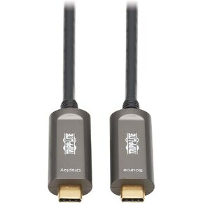 Tripp Lite USB-C Fiber 4K @ 60Hz Video Cable, USB 3.2 Active Optical Cable, Male to Male, Black, Plenum-Rated for in Wall & Ceiling Installations, 49 Feet / 15 Meters, 3-Year Warranty (U420F-15M-V)
