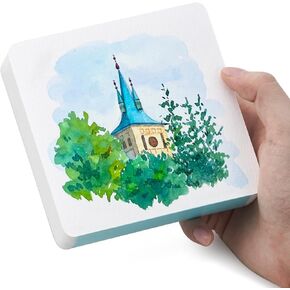 Lightwish 60 Sheets Mini Square Painting Notebook 3.5 * 3.5'' Cold Press 300gsm/140lb, Portable Tearable Travel Size Portable Tearable Square Painting Notebook, Watercolor Art Paper Sketchbook