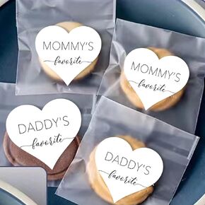 120-Pack Premium Waterproof Heart-Shaped Baby Shower Favor Stickers: Adorable Couples Shower Gift Labels,60pcs Mommy & 60pcs Daddy's Favorites –Cute Gift Labels for a Memorable Touch