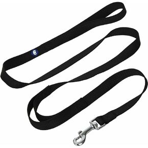 Blueberry Pet Essentials Double Handle Dog Leash for Traffic Control | 4ft. x 1" Large Dog Leash | Classic Dog Leash with Two Handles for Dogs That Pull | Nylon 2 Handle Dog Leash in Black