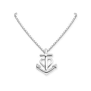 Tiny and Dainty Sterling Silver Faith Hope and Charity Necklace for Women and Teen Girls, Carmargue Cross Anchor Heart Necklace, Goddaughter Gift Necklace (14 inches plus 2-inch extender)