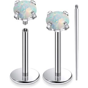 Ftovosyo 16g 18g 20g Nose Rings Studs Titanium Tragus Piercing Jewelry for Women Men Internally Threaded Opal Stud Piercing Jewelry for Conch,Helix,Lip,Medusa,Labret