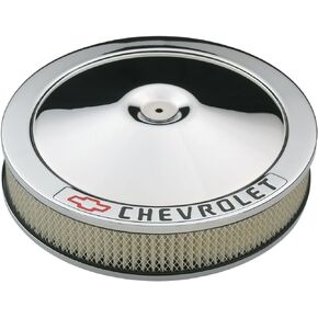 Proform 141-906 Chrome 14" Diameter Air Cleaner Kit with Black Chevrolet/Red Bowtie Logo and 3" Paper Filter