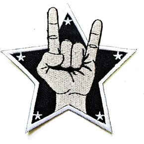 I Love You Hand Sticker Costume Embroidered Badge Iron On Sew On Patch Hamsa Hand Evil Eye Hand Ghost Halloween Punk Rock and Roll Heavy Metal Music Symbol Sign Language Patch (26)