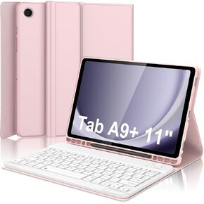 Keyboard Case for Samsung Galaxy Tab A9 Plus/A9+ 5G 11"(SM-X210/X216/X218), Detachable Wireless Bluetooth Keyboard, Smart Folio Cover with S Pen Holder, Auto Sleep/Wake, Light Purple