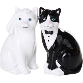 Wedding Cats Magnetic Ceramic Salt and Pepper Shaker Set