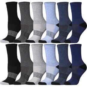 Tipi Toe 12-Pack Women's Athletic Hiking Running Thick Cushion Crew Socks - Breathable with Arch Support Socks