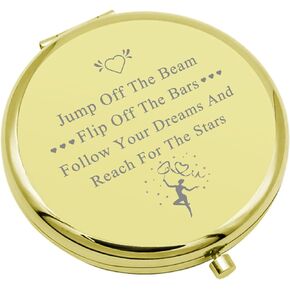 Gymnastics Lover Gifts Gymnastics Team Gift Compact Makeup Mirror Gymnastics Gifts for Girls Gymnast Graduation Gift Inspirational Gifts Folding Makeup Mirror for Girl Birthday (Gold)