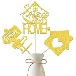 Welcome Sweet Home Centerpiece Sticks，Welcome Home Decorations,House Warming New Home Party Decoration,Housewarming Party Supplies Gold 12 Pcs