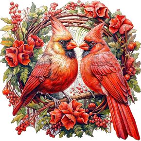 Wooden Puzzles for Adults, Cardinal Wooden Jigsaw Puzzles for Adults, Wood Puzzles Adult, Unique Animal Shape Wood Cut Puzzles, Birthday Gifts for Family Friend (S-8.4 * 8.3in-100 pcs)