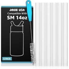Straws for Simple Modern Kids 14oz Water Bottle | Replacement Plastic Straws Designed for SM 14 oz Summit Bottle | 6-Pack Includes Cleaning Brush | Food Grade & BPA Free