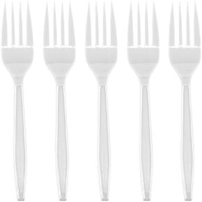 Blue Sky Premium Disposable Plastic White Forks - 100 Count | Durable & Elegant for Parties, Catering, and Daily Use