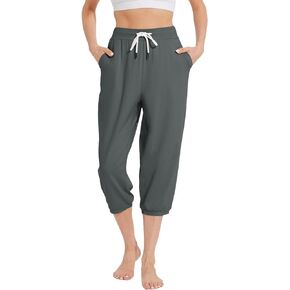 Capri Pants for Women High Waist Joggers Workout Yoga Pants Sweatpants with Drawstring