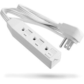 Small Power Strip- FosPower 3 Outlet Power 3ft with Flat Plug, Mini Short Flat Plug Extension Cord 3ft, Compact Short Cord Power Strip, Cruise Ship Outlet with No Surge Protector, ETL Listed