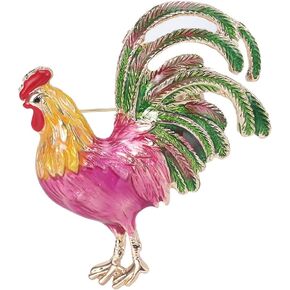 Cute Rooster Lapel Brooch Pin for Women Girls Gold Plated Cock Chicken Hen Farm Animal Enamel Pins Clip Sweater Coat Backpack Brooches Pins Fashion Jewelry Gifts Clothes Accessories