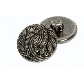 Mibo 8pcs ABS Metal Plated Shank Buttons 32L(20mm) with Ornate Leaves Flourish Pattern Design - Antique Nickel in Kuwait