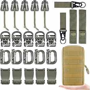 مجموعة إكسسوارات Molle مكونة من 25 مرفقًا لحقيبة الظهر Molle، مجموعة إكسسوارات Molle لحقيبة ظهر تكتيكية بحزام حزام 1 بوصة، مشبك تروس قفل Grimloc على شكل حرف D، سلاسل مرنة على شبكة الإنترنت in Kuwait