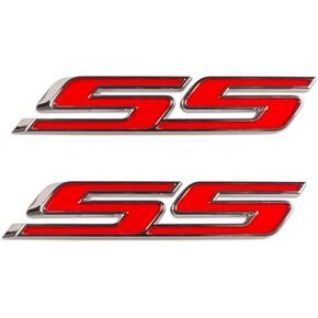 Aimoll 2pcs SS Emblems ABS Sticker 3D Logo for Impala Cobalt Camaro 2010 2011 2012 2013 2014 2015 2016 2017. (Black Red)
